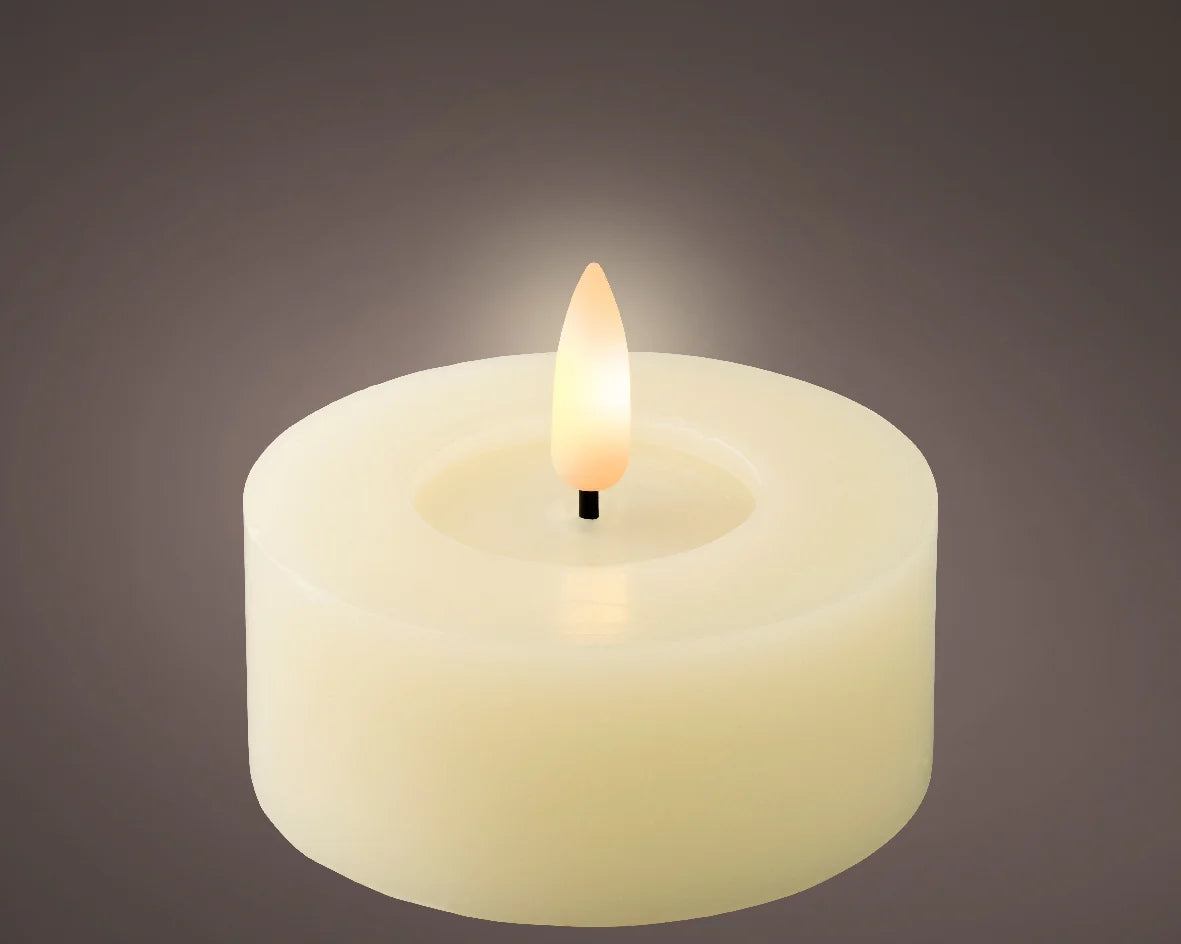 Cream LED battery operated tealights 7cm Dia - Set of 2