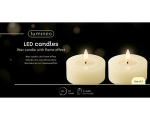 Cream LED battery operated tealights 7cm Dia - Set of 2