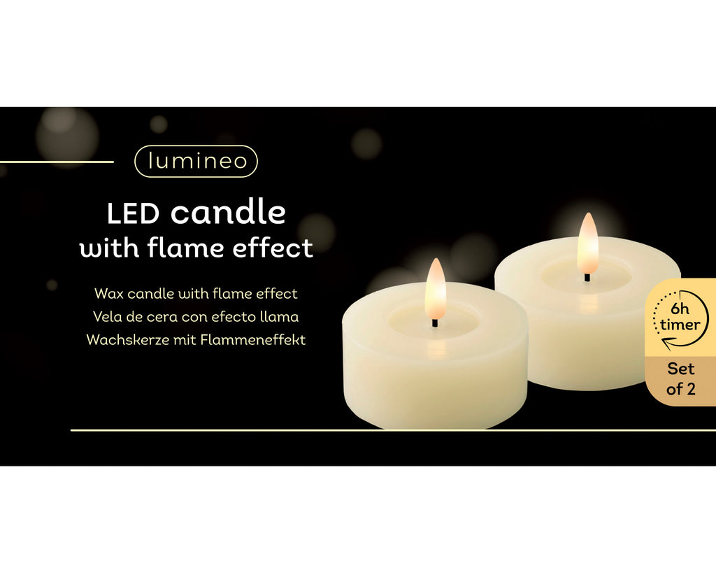 Cream LED battery operated tealight with timer