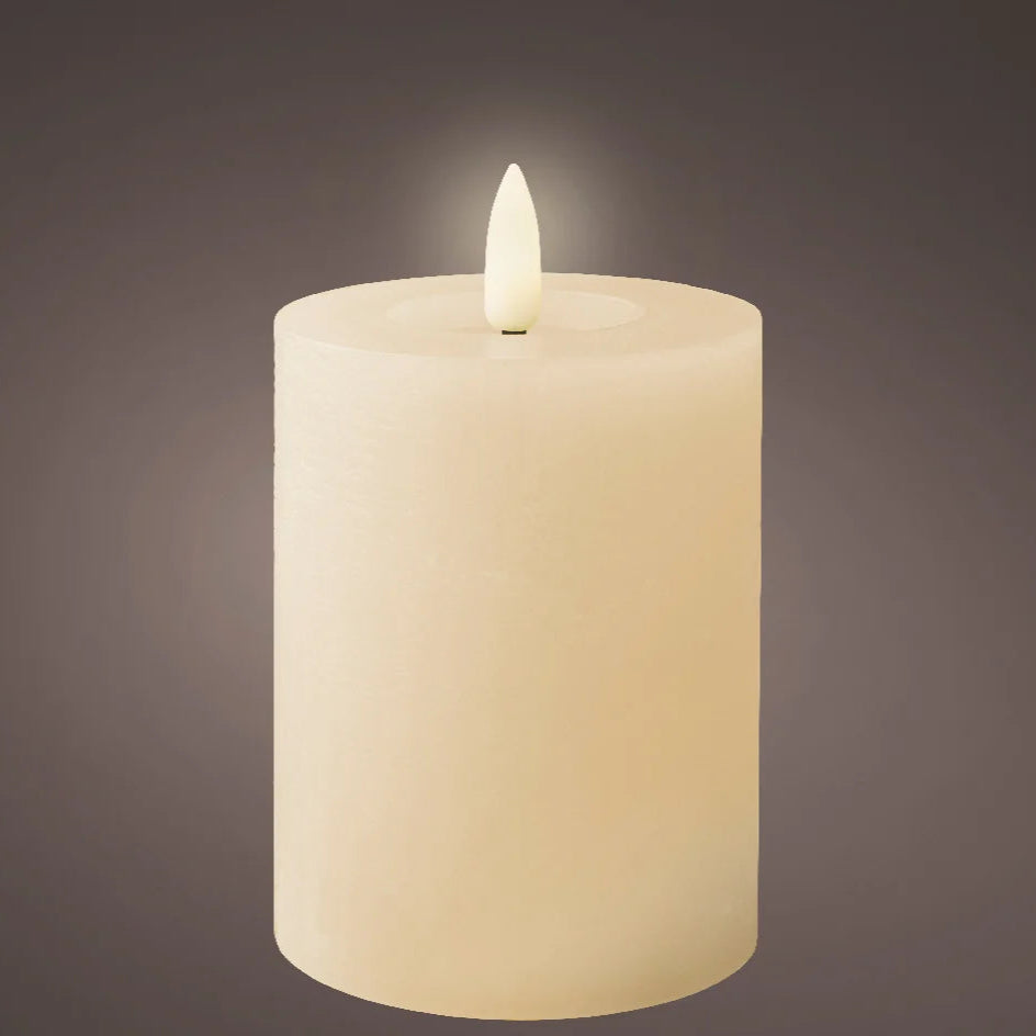 LED cream wax pillar candle (11.2cmH)