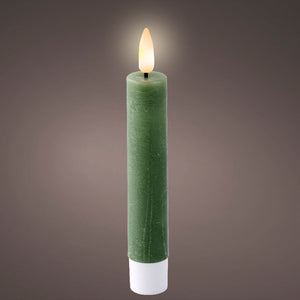 Green LED wax dinner candle (14.5cmH) - Set of 2