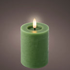 Green LED wax pillar candle (11.2cmH)