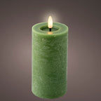 Green LED wax pillar candle (15cmH)