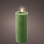Green LED wax pillar candle (19cmH)