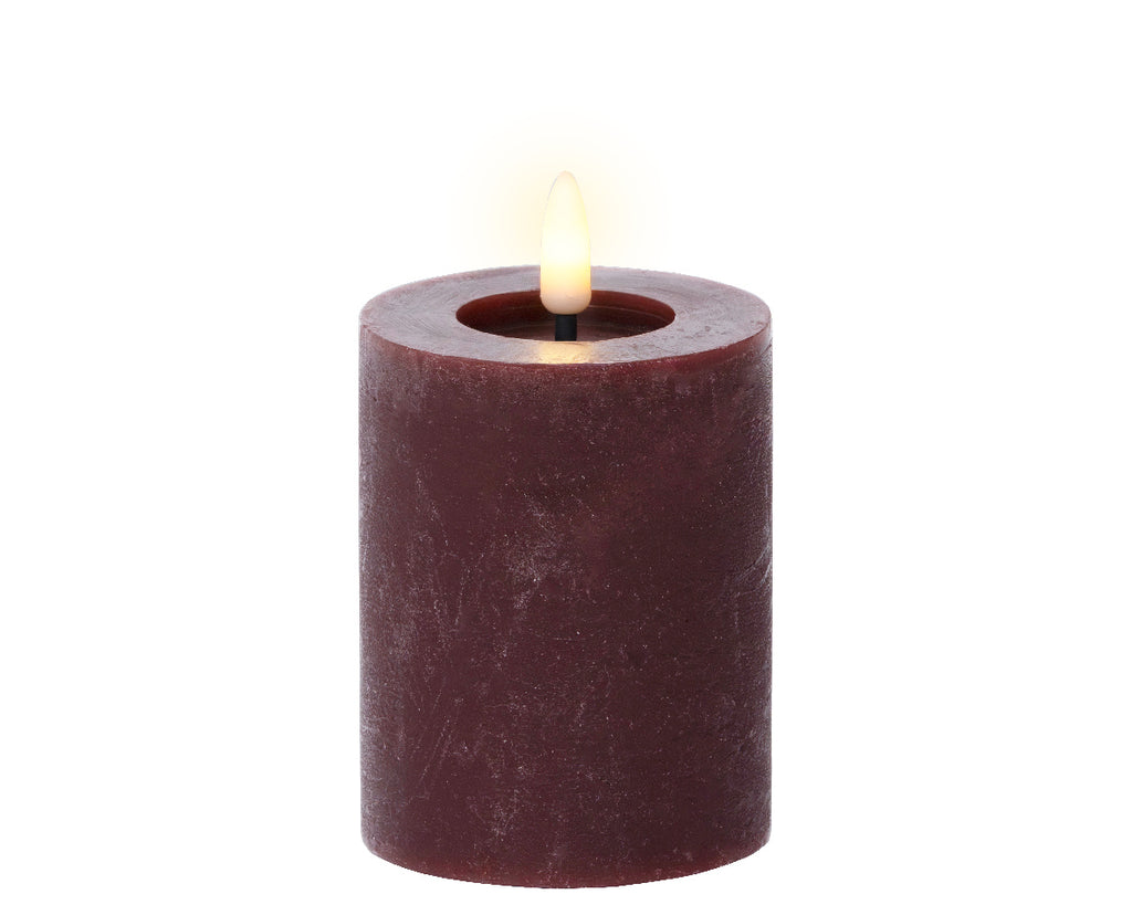 Oxblood LED wax pillar candle (11.2cmH)