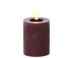 Oxblood LED wax pillar candle (11.2cmH)