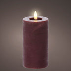 Oxblood LED wax pillar candle (15cmH)