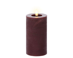 Oxblood LED wax pillar candle (15cmH)