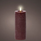 Oxblood LED wax pillar candle (19cmH)