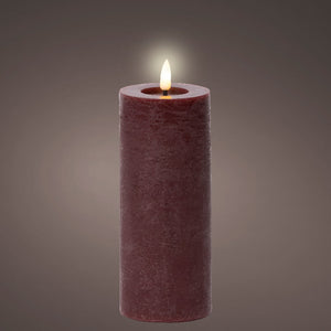 Oxblood LED wax pillar candle (19cmH)