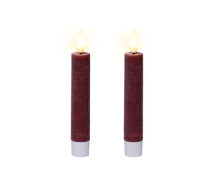 Oxblood LED dinner candle (14.5cmH) - Set of 2