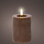 Dark brown LED wax pillar candle (11.2cmH)