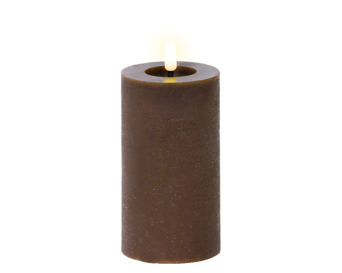 Dark Brown LED wax pillar candle (15cmH)