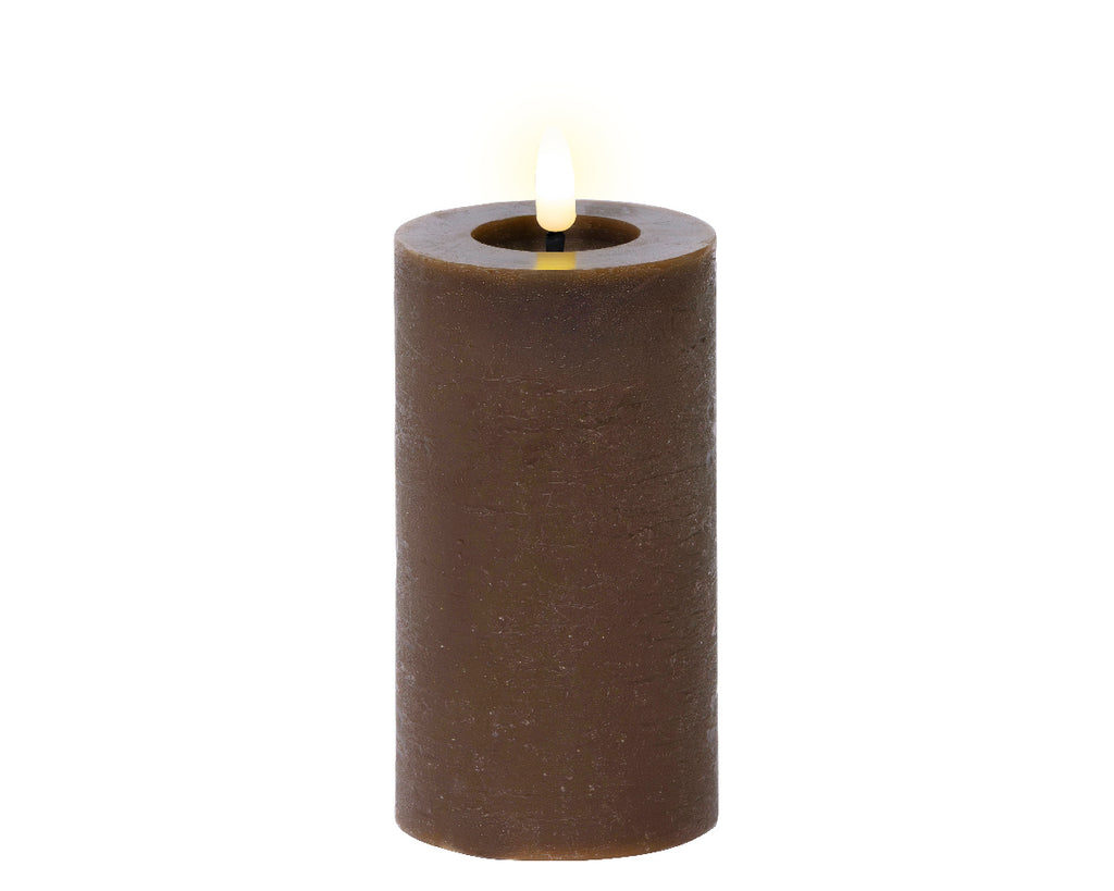 Dark Brown LED wax pillar candle (15cmH)