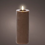 Dark brown LED wax pillar candle (19cmH)