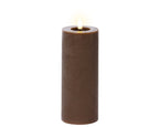 Dark brown LED wax pillar candle (19cmH)