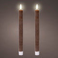 Dark brown LED dinner candle (24.5cmH) - Set of 2