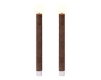 Dark brown LED dinner candle (24.5cmH) - Set of 2