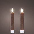 Dark Brown LED dinner candle (14.5cmH) - Set of 2