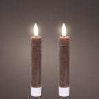 Dark Brown LED dinner candle (14.5cmH) - Set of 2