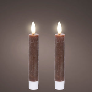 Dark Brown LED dinner candle (14.5cmH) - Set of 2