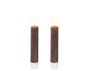Dark Brown LED dinner candle (14.5cmH) - Set of 2