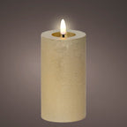 Gold LED wax pillar candle (15cmH)