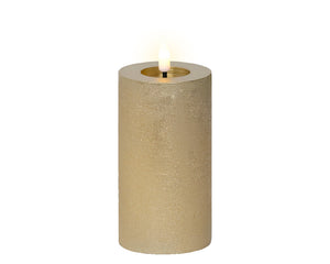 Gold LED wax pillar candle (15cmH)