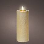 Gold LED wax pillar candle (19cmH)