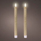 Gold LED dinner candle - Set of 2 (24.5cmH)