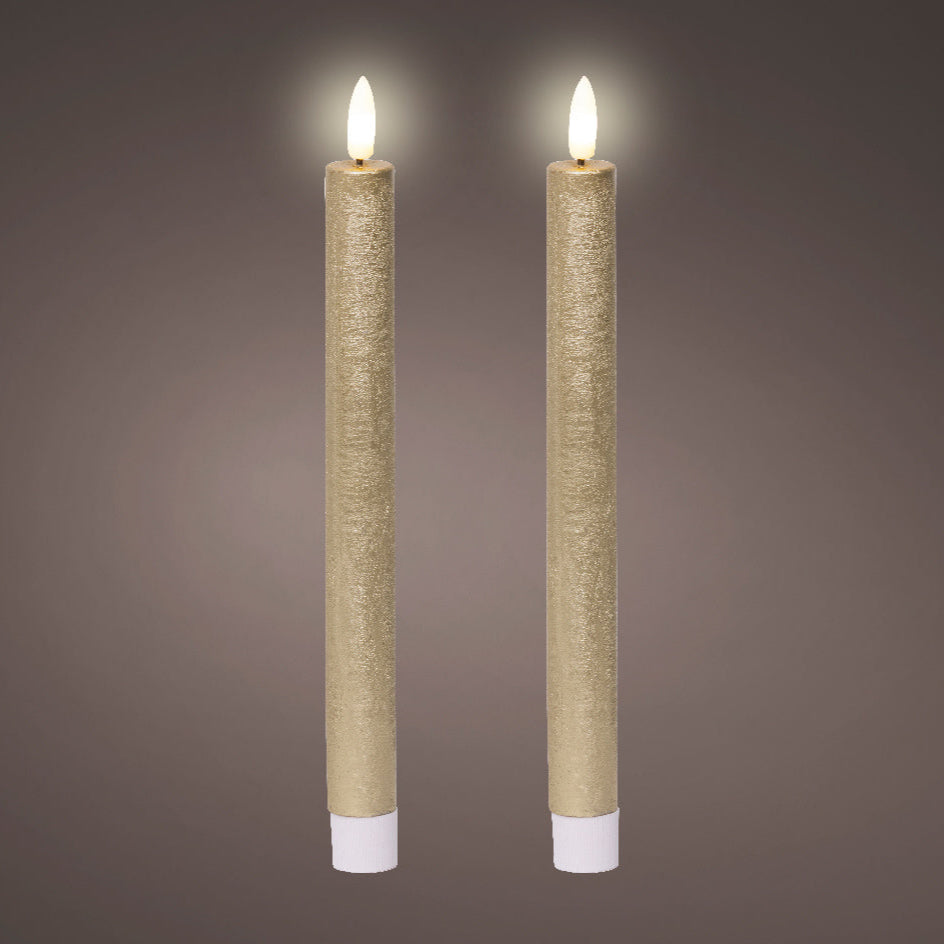 Gold LED dinner candle - Set of 2 (24.5cmH)