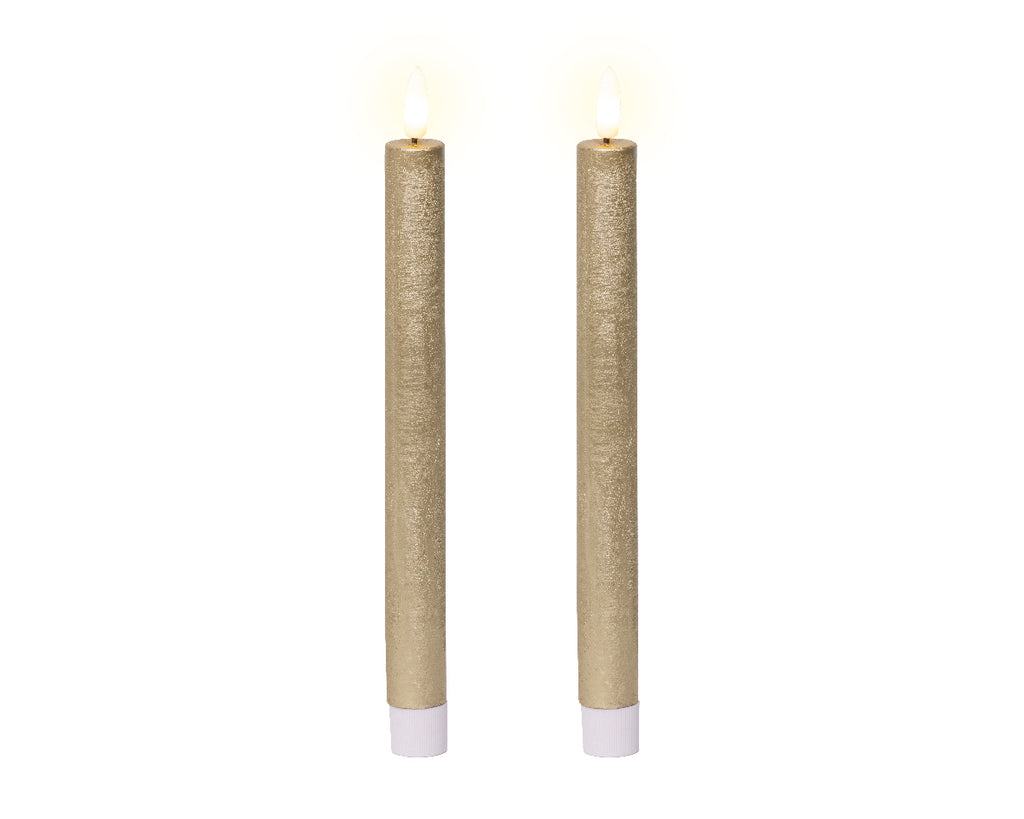 Gold LED dinner candle - Set of 2 (24.5cmH)