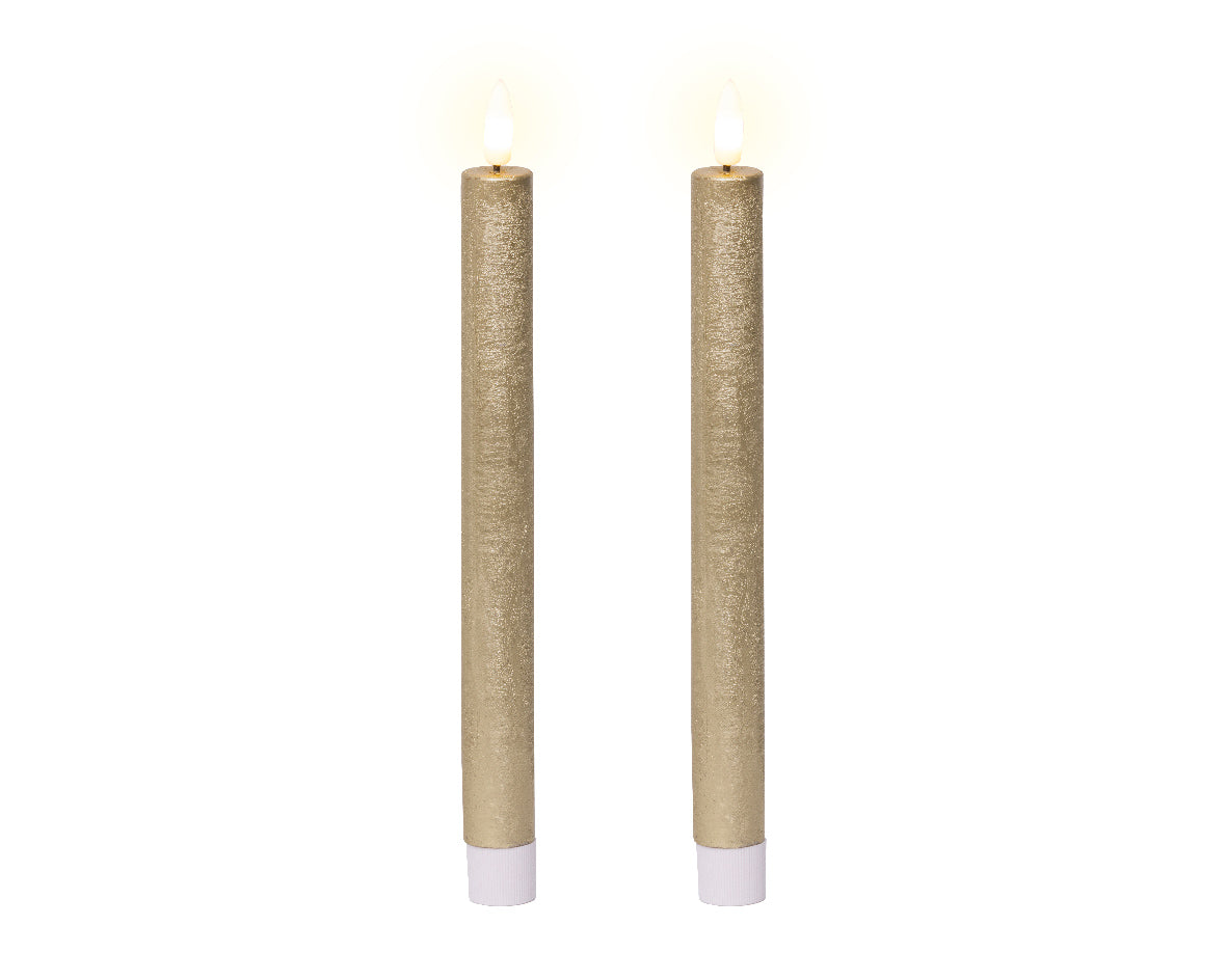 Gold LED dinner candle - Set of 2 (24.5cmH)
