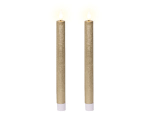 Gold LED dinner candle - Set of 2 (24.5cmH)