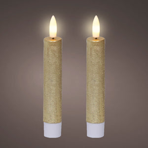 Gold LED dinner candle (14.5cmH) - Set of 2