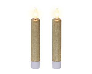 Gold LED dinner candle (14.5cmH) - Set of 2
