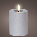 Silver LED wax pillar candle (11.2cmH)