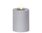 Silver LED wax pillar candle (11.2cmH)