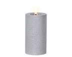 Silver LED wax pillar candle (15cmH)