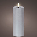 Silver LED wax pillar candle (19cmH)