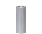 Silver LED wax pillar candle (19cmH)