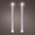 Silver LED dinner candle (24.5cmH) - Set of 2