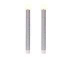 Silver LED dinner candle (24.5cmH) - Set of 2