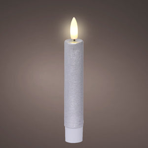 Silver LED dinner candle (14.5cmH) - Set of 2