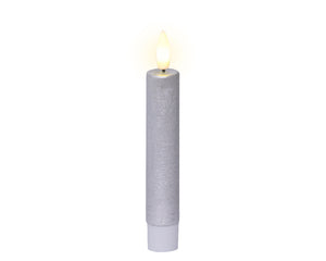 Silver LED dinner candle (14.5cmH) - Set of 2