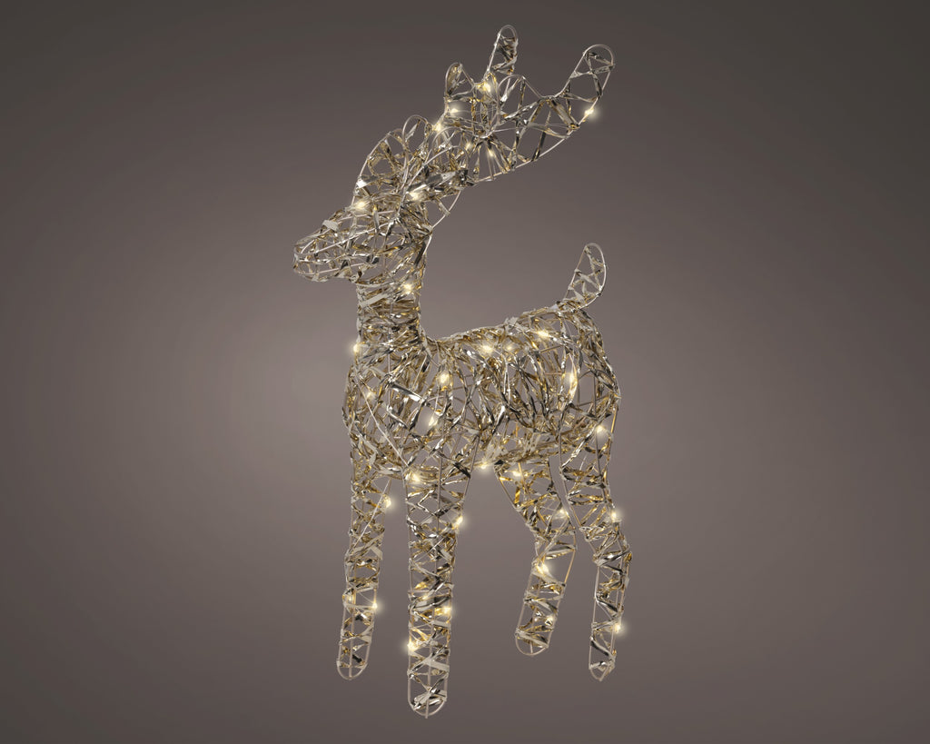 LED battery operated gold reindeer, 37cm