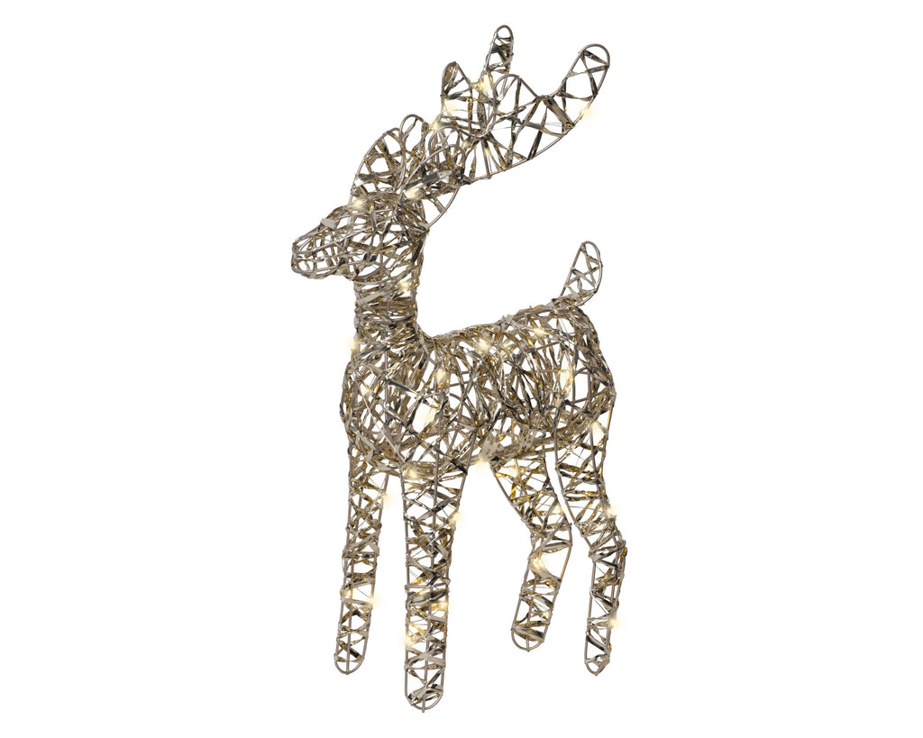 LED battery operated gold reindeer, 37cm