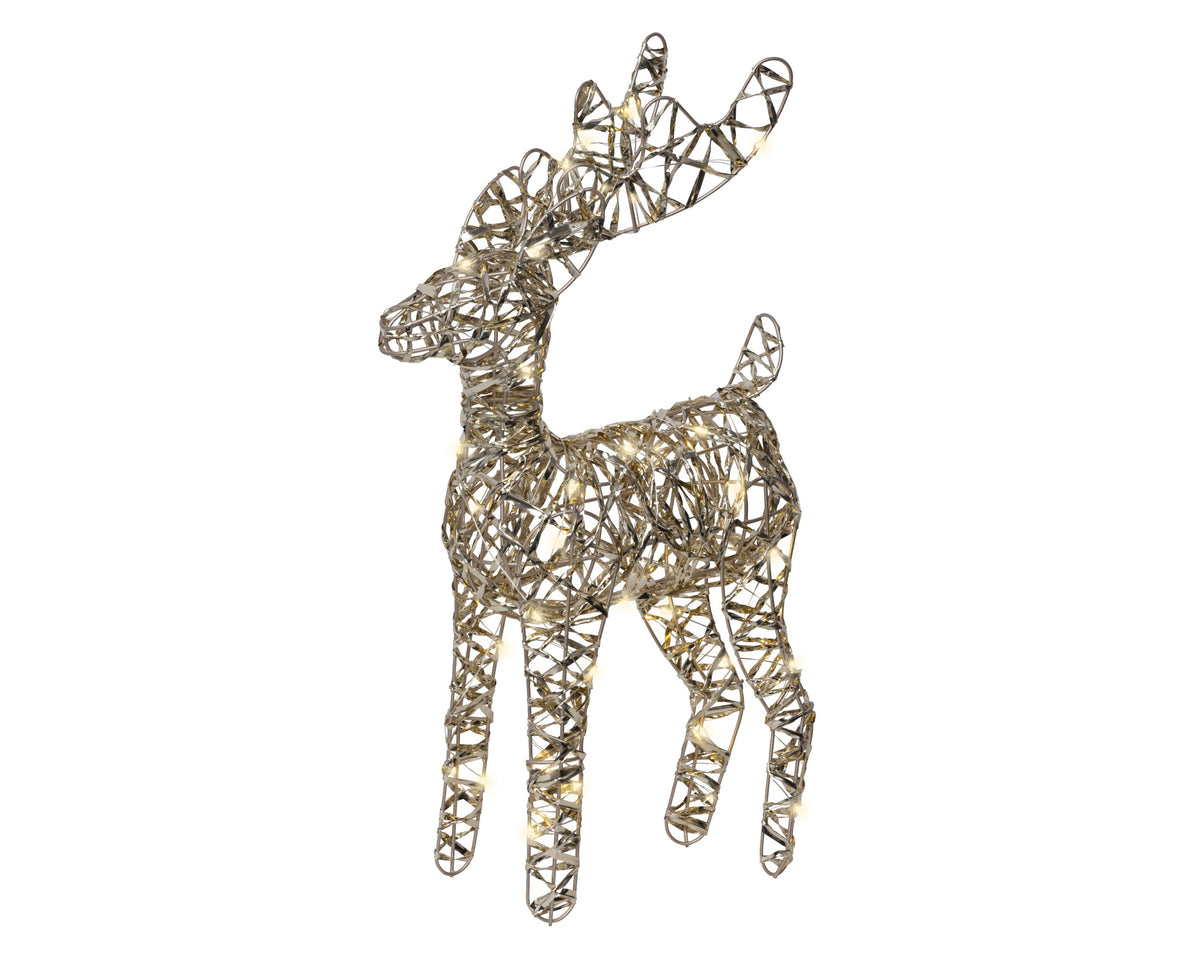 LED battery operated gold reindeer, 37cm