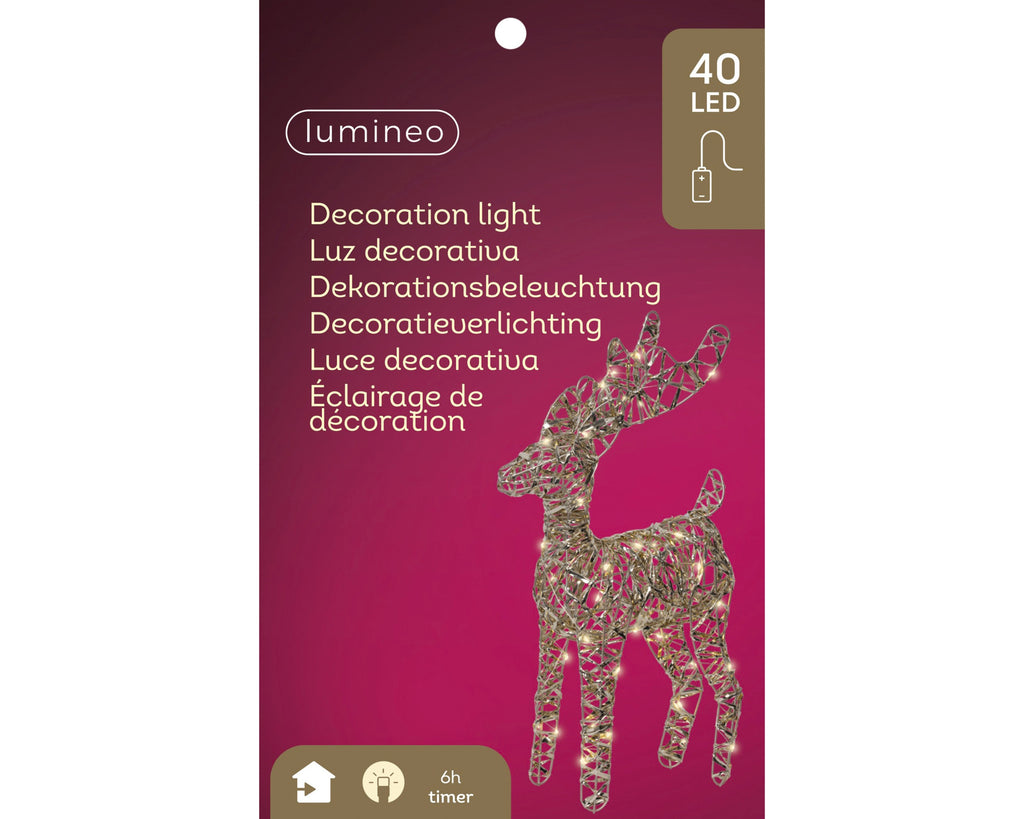 LED battery operated gold reindeer, 37cm
