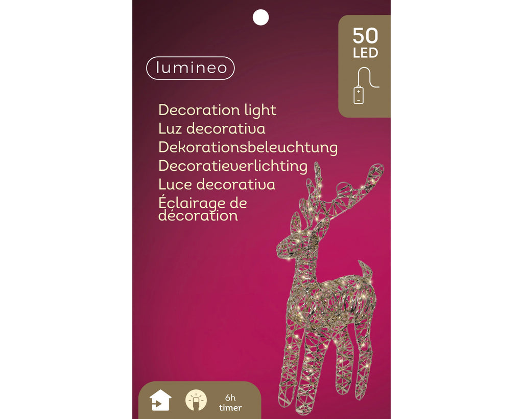 LED battery operated gold reindeer, 55cm